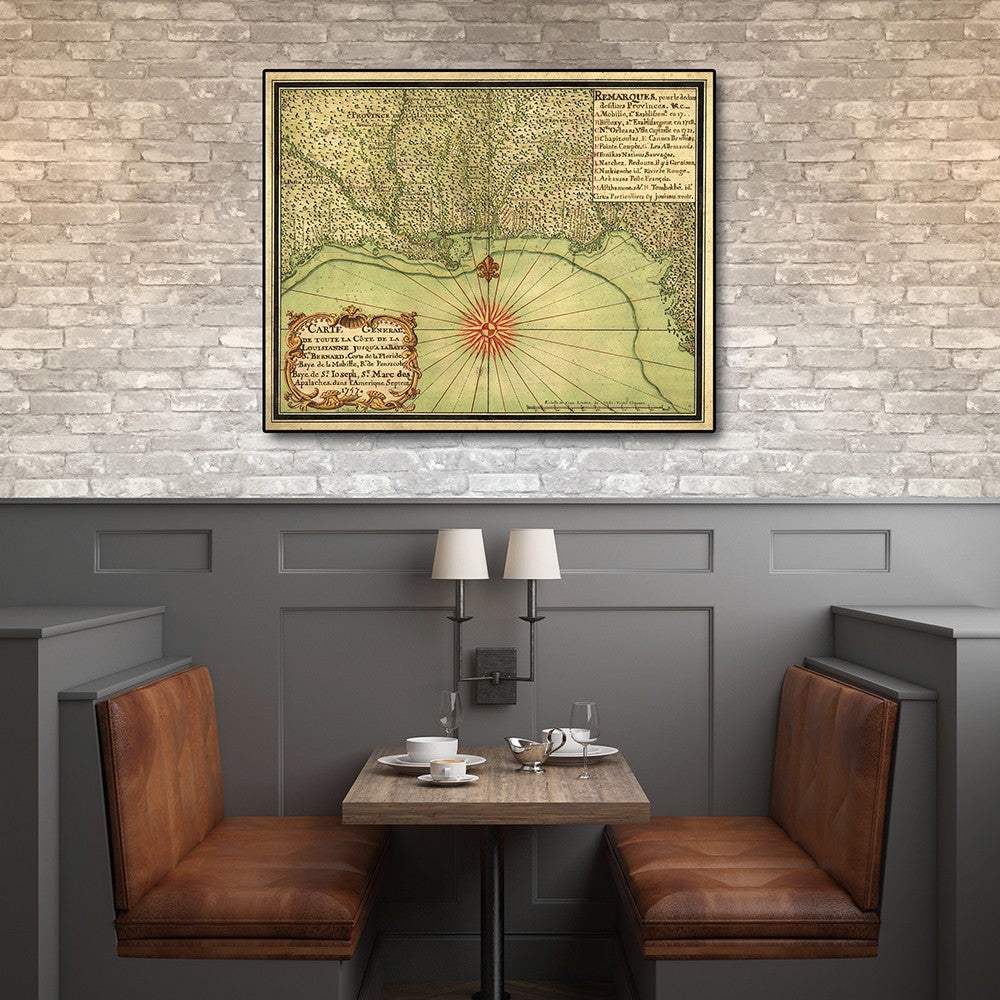 16" X 20" C1747 Map Of The Gulf Coast Vintage Poster Wall Art - Homeroots - Flyclothing LLC