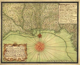 16" X 20" C1747 Map Of The Gulf Coast Vintage  Poster Wall Art - Homeroots