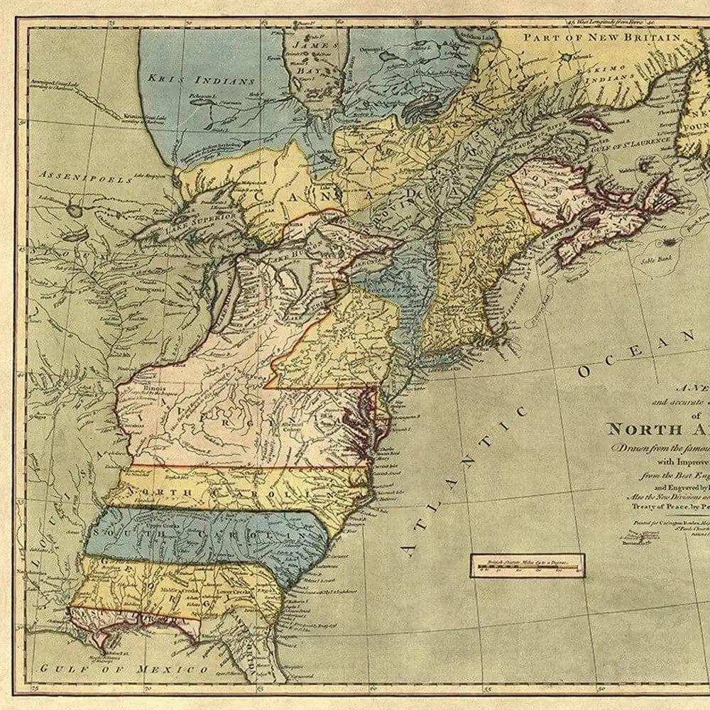 Vintage 1771 Map Of North America Unframed Print Wall Art - Homeroots - Flyclothing LLC