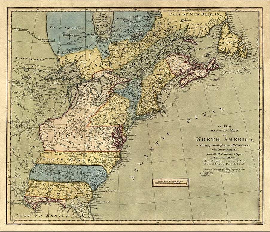 Vintage 1771 Map Of North America Unframed Print Wall Art - Homeroots - Flyclothing LLC