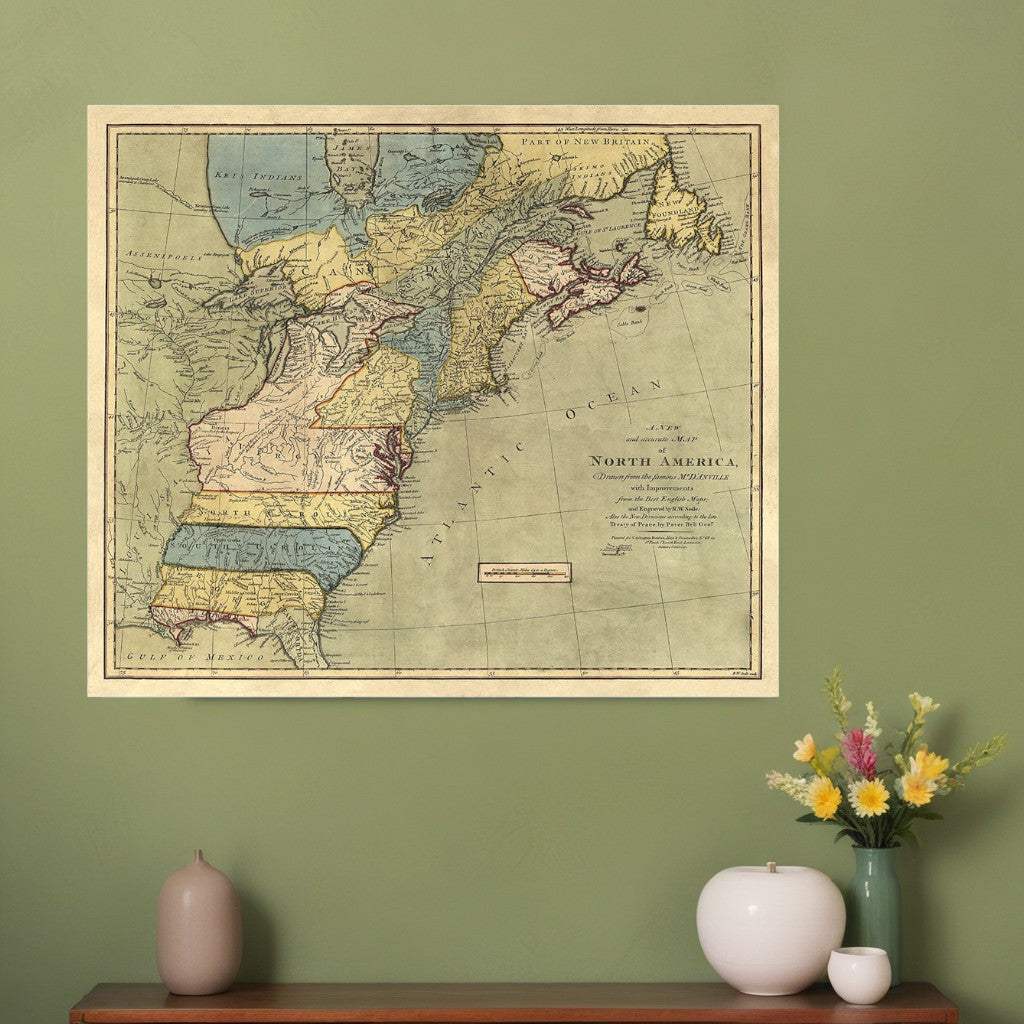 Vintage 1771 Map Of North America Unframed Print Wall Art - Homeroots - Flyclothing LLC