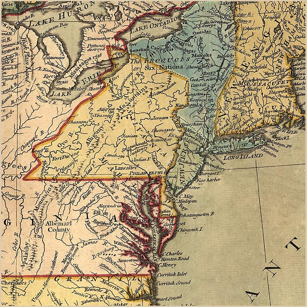 Vintage 1652 Map Of Early North America Unframed Print Wall Art - Homeroots - Flyclothing LLC