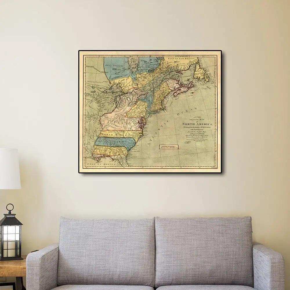 Vintage 1652 Map Of Early North America Unframed Print Wall Art - Homeroots - Flyclothing LLC