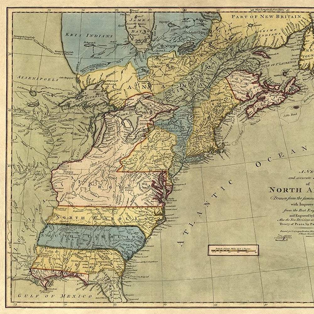 Vintage 1652 Map Of Early North America Unframed Print Wall Art - Homeroots - Flyclothing LLC