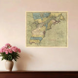 Vintage 1652 Map Of Early North America Unframed Print Wall Art - Homeroots