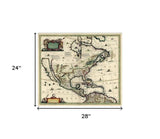 Vintage 1652 Map Of Early North America Unframed Print Wall Art - Homeroots - Flyclothing LLC