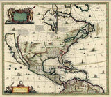 Vintage 1652 Map Of Early North America Unframed Print Wall Art - Homeroots