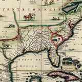 Vintage 1652 Map Of Early North America Unframed Print Wall Art - Homeroots