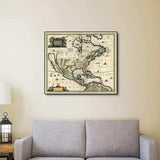Vintage 1652 Map Of Early North America Unframed Print Wall Art - Homeroots - Flyclothing LLC