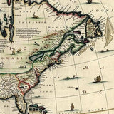 Vintage 1652 Map Of Early North America Unframed Print Wall Art - Homeroots
