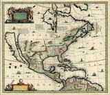 Vintage 1652 Map Of Early North America Unframed Print Wall Art - Homeroots