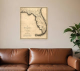 24" X 28" C1823 Early Map Of Florida  Vintage  Poster Wall Art - Homeroots