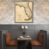 20" X 24" C1823 Early Map Of Florida  Vintage  Poster Wall Art - Homeroots