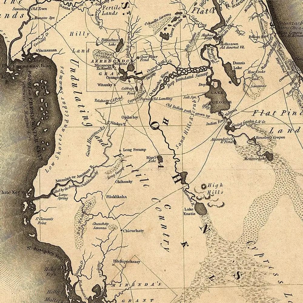 16" X 20" C1823 Early Map Of Florida Vintage Poster Wall Art - Homeroots - Flyclothing LLC