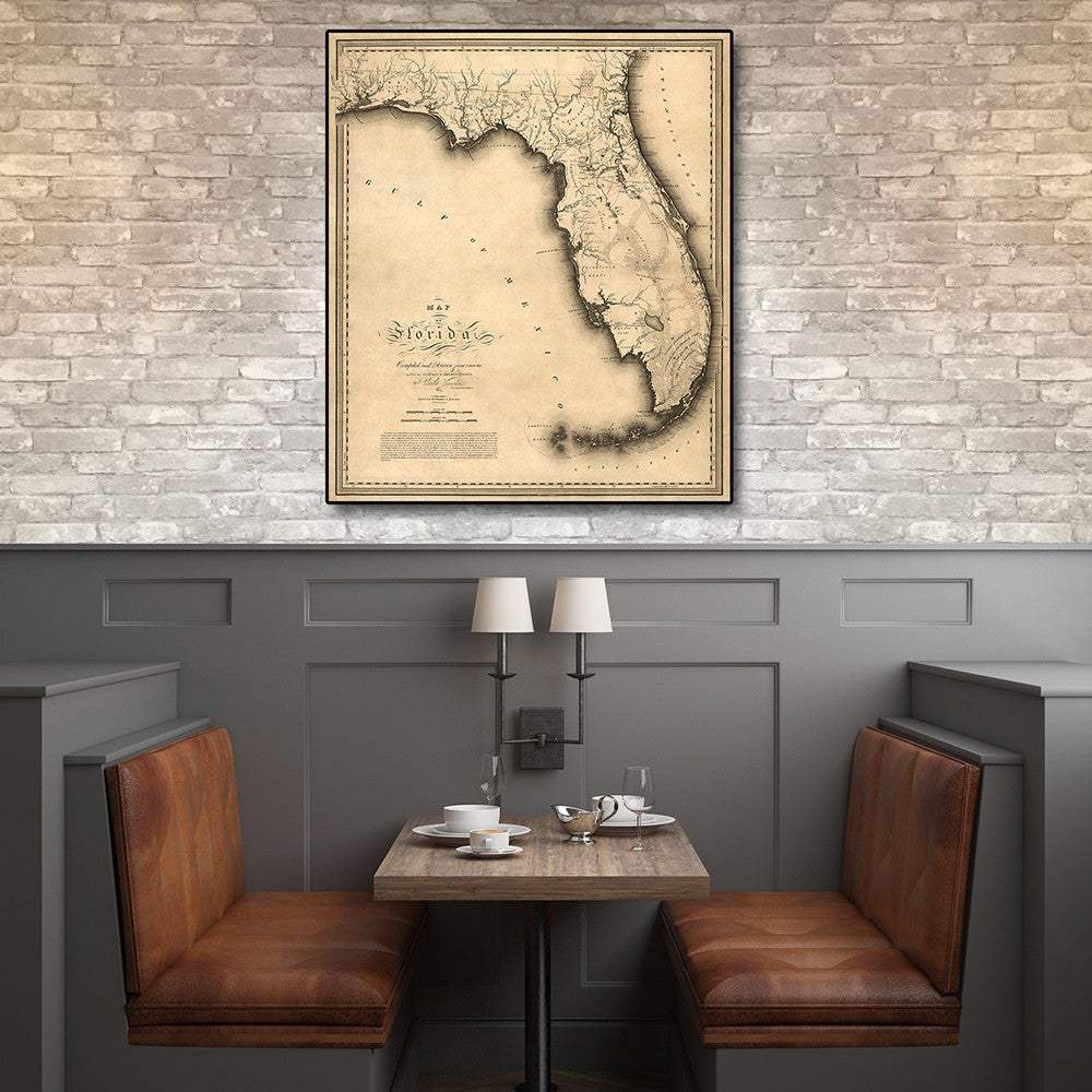16" X 20" C1823 Early Map Of Florida Vintage Poster Wall Art - Homeroots - Flyclothing LLC