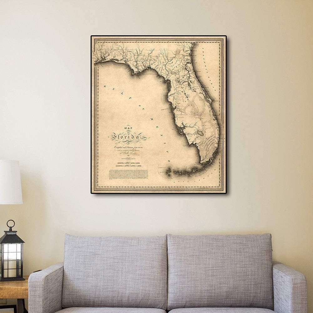 16" X 20" C1823 Early Map Of Florida Vintage Poster Wall Art - Homeroots - Flyclothing LLC