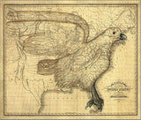 20" X 24" Eagle Map Of America C1833 Vintage Poster Wall Art - Homeroots - Flyclothing LLC