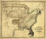 16" X 20" Eagle Map Of America C1833 Vintage  Poster Wall Art - Homeroots