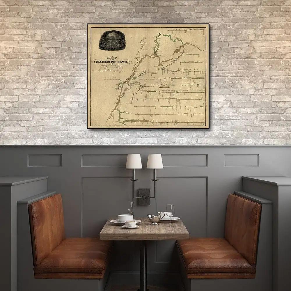 24" X 28" Map Of Kentucky Mammoth Cave Vintage Poster Wall Art - Homeroots - Flyclothing LLC