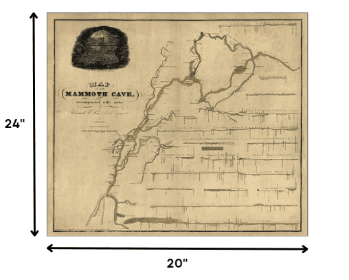 20" X 24" Map Of Kentucky Mammoth Cave Vintage Poster Wall Art - Homeroots - Flyclothing LLC