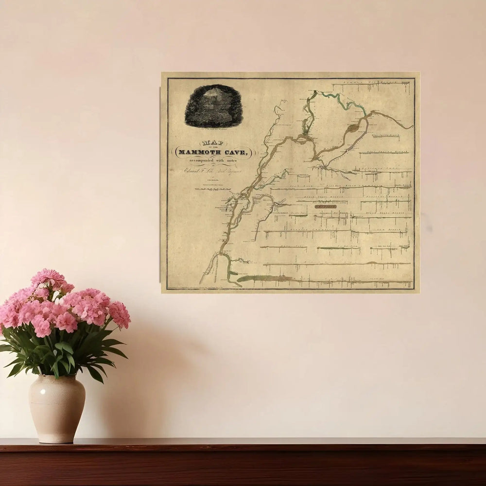 16" X 20" Map Of Kentucky Mammoth Cave Vintage Poster Wall Art - Homeroots