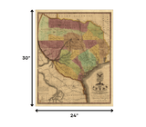 24" X 30" Texas And Surroundings C1837 Vintage Map Poster Wall Art - Homeroots - Flyclothing LLC