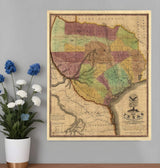 24" X 30" Texas And Surroundings C1837 Vintage Map Poster Wall Art - Homeroots - Flyclothing LLC