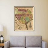 20" X 24" Texas And Surroundings C1837 Vintage Map Poster Wall Art - Homeroots - Flyclothing LLC