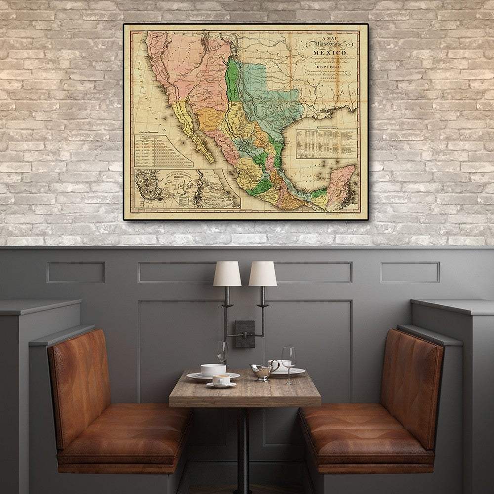 Vintage 1846 Map Of Mexico Unframed Print Wall Art - Homeroots - Flyclothing LLC