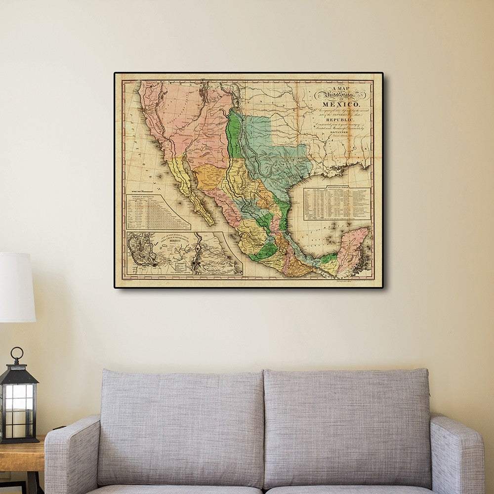 Vintage 1846 Map Of Mexico Unframed Print Wall Art - Homeroots - Flyclothing LLC