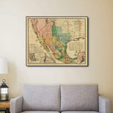 Vintage 1846 Map Of Mexico Unframed Print Wall Art - Homeroots - Flyclothing LLC