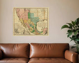 Vintage 1846 Map Of Mexico Unframed Print Wall Art - Homeroots