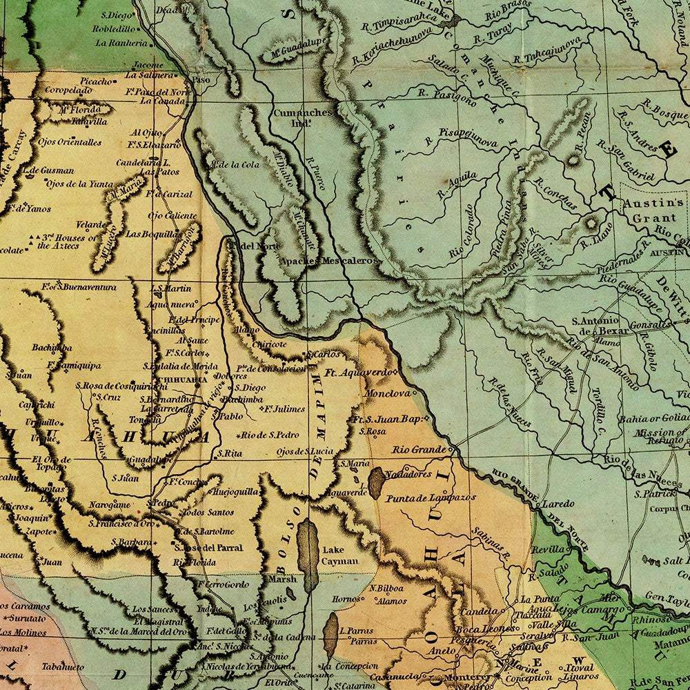 20" X 24" Vintage 1846 Map Of Mexico Wall Art - Homeroots - Flyclothing LLC
