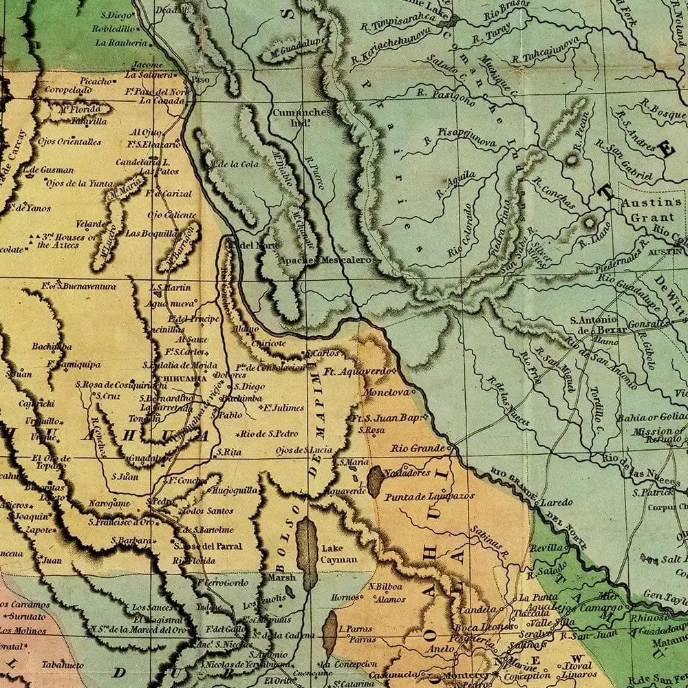 20" X 24" Vintage 1846 Map Of Mexico Wall Art - Homeroots - Flyclothing LLC