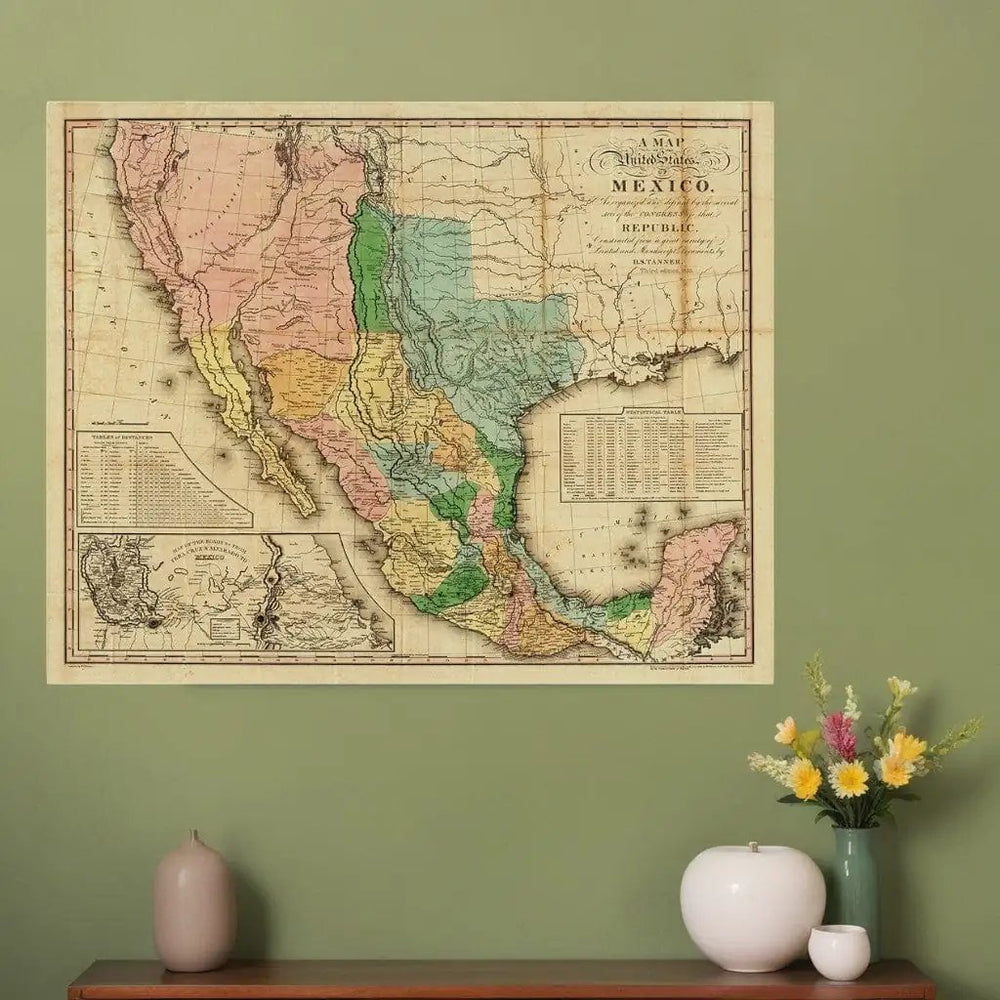 20" X 24" Vintage 1846 Map Of Mexico Wall Art - Homeroots