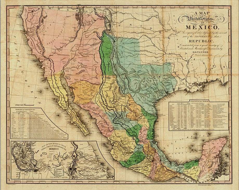 20" X 24" Vintage 1846 Map Of Mexico Wall Art - Homeroots - Flyclothing LLC