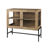 Rustic Honey Brown Two Door Shadowbox Cabinet - Homeroots