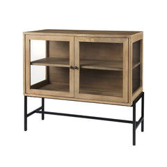 Rustic Honey Brown Two Door Shadowbox Cabinet - Homeroots