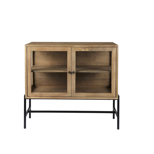 Rustic Honey Brown Two Door Shadowbox Cabinet