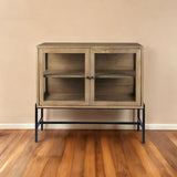 Rustic Honey Brown Two Door Shadowbox Cabinet - Homeroots