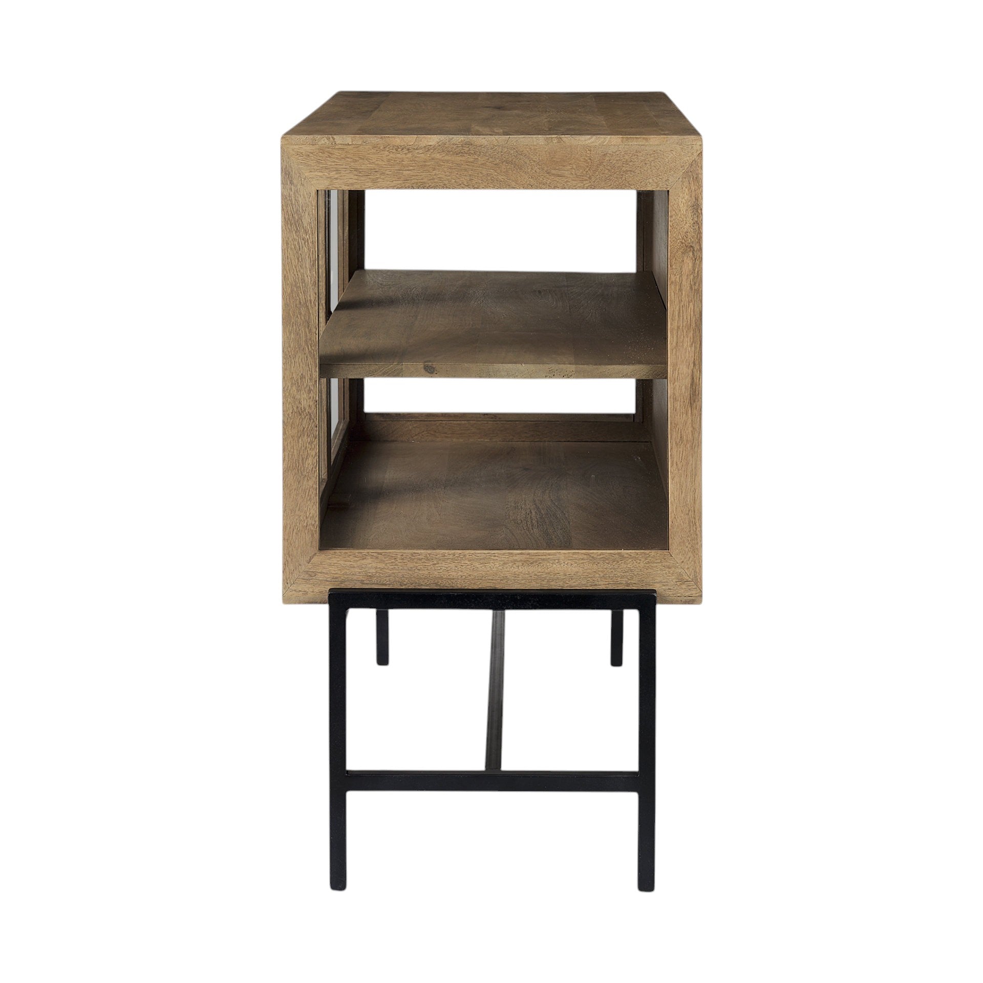 Rustic Honey Brown Two Door Shadowbox Cabinet