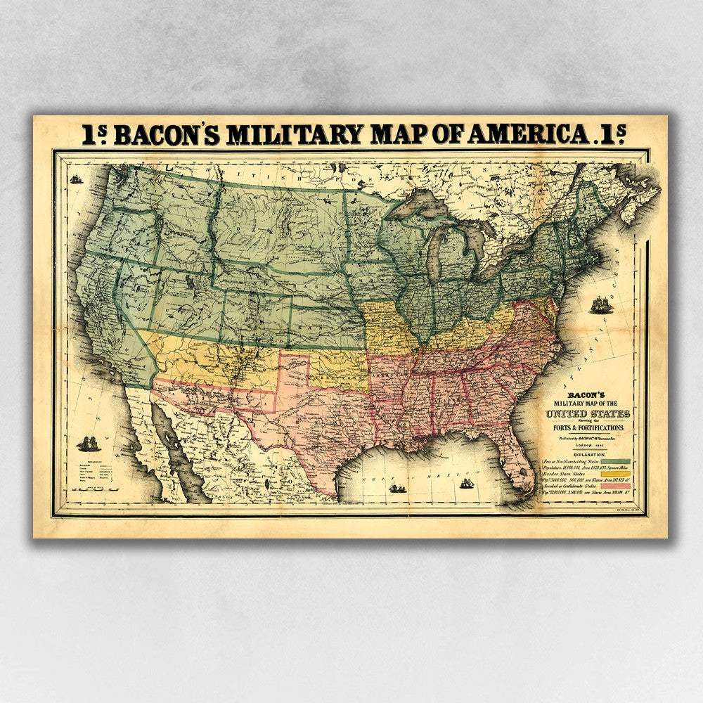 Vintage 1862 Civil War Map Unframed Print Wall Art - Homeroots - Flyclothing LLC