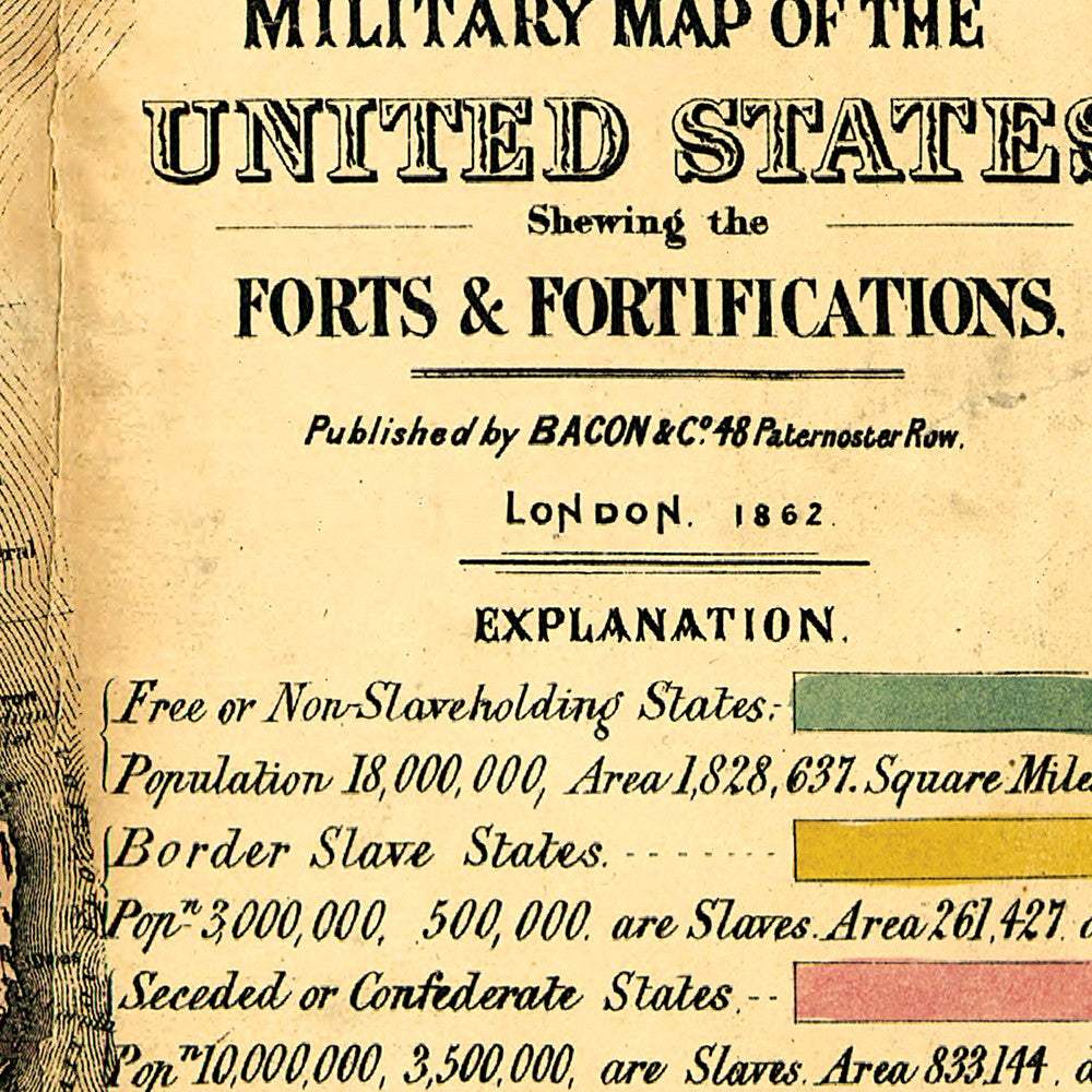 Vintage 1862 Civil War Map Unframed Print Wall Art - Homeroots - Flyclothing LLC