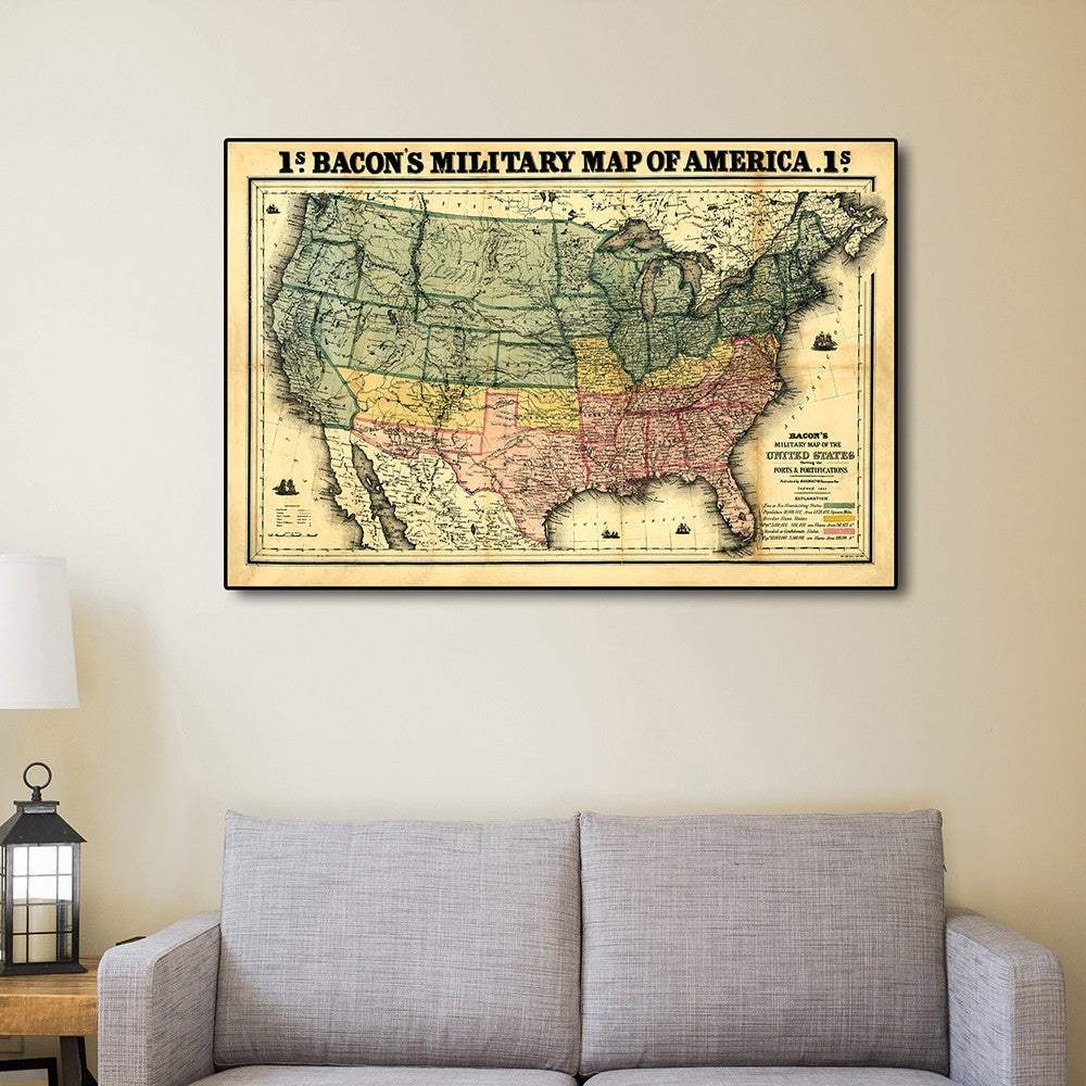 Vintage 1862 Civil War Map Unframed Print Wall Art - Homeroots - Flyclothing LLC