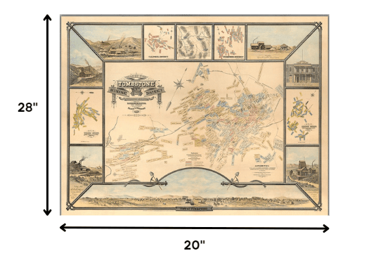 20" X 28" Map Of Tombstone Mining District Vintage Travel Poster Wall Art - Homeroots - Flyclothing LLC