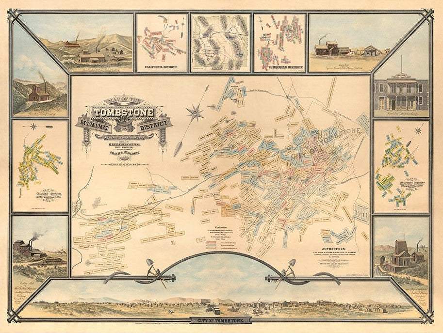 20" X 28" Map Of Tombstone Mining District Vintage Travel Poster Wall Art - Homeroots - Flyclothing LLC