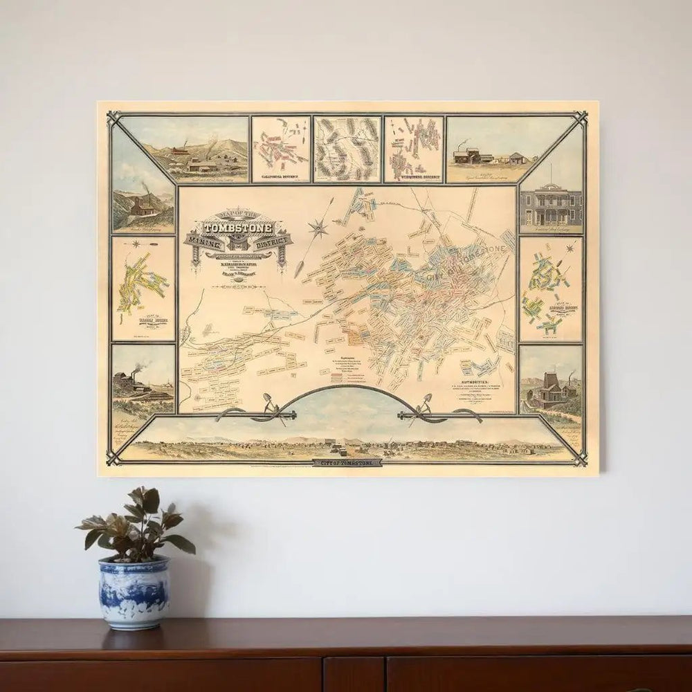 20" X 28" Map Of Tombstone Mining District Vintage Travel Poster Wall Art - Homeroots
