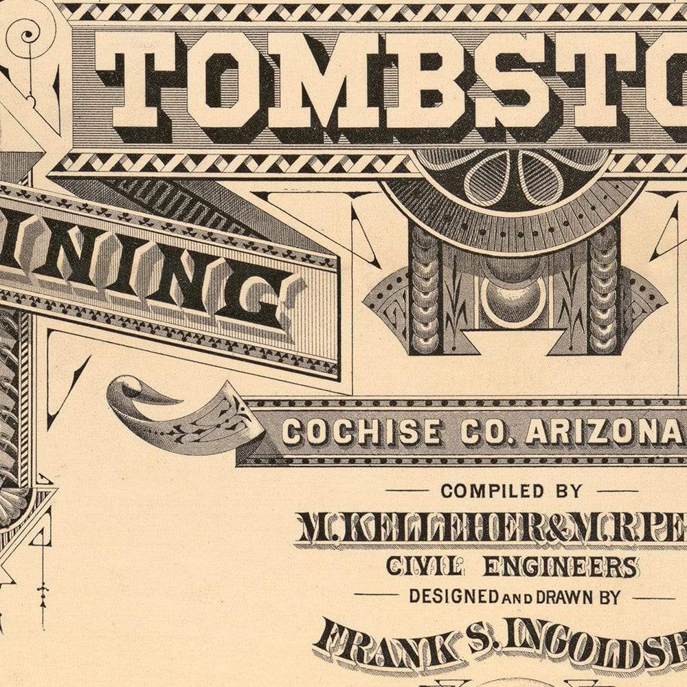 18" X 24" Map Of Tombstone Mining District Vintage Travel Poster Wall Art - Homeroots - Flyclothing LLC