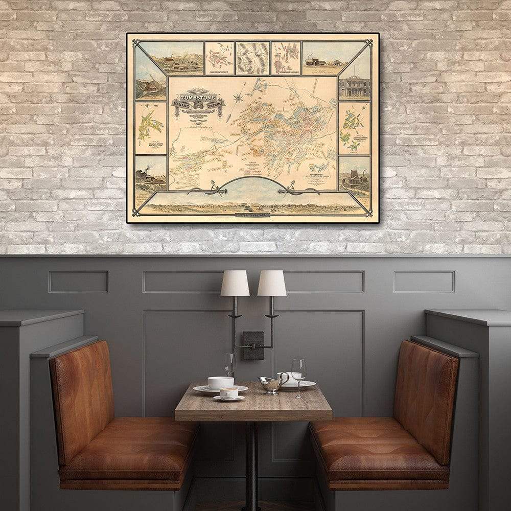 18" X 24" Map Of Tombstone Mining District Vintage Travel Poster Wall Art - Homeroots - Flyclothing LLC