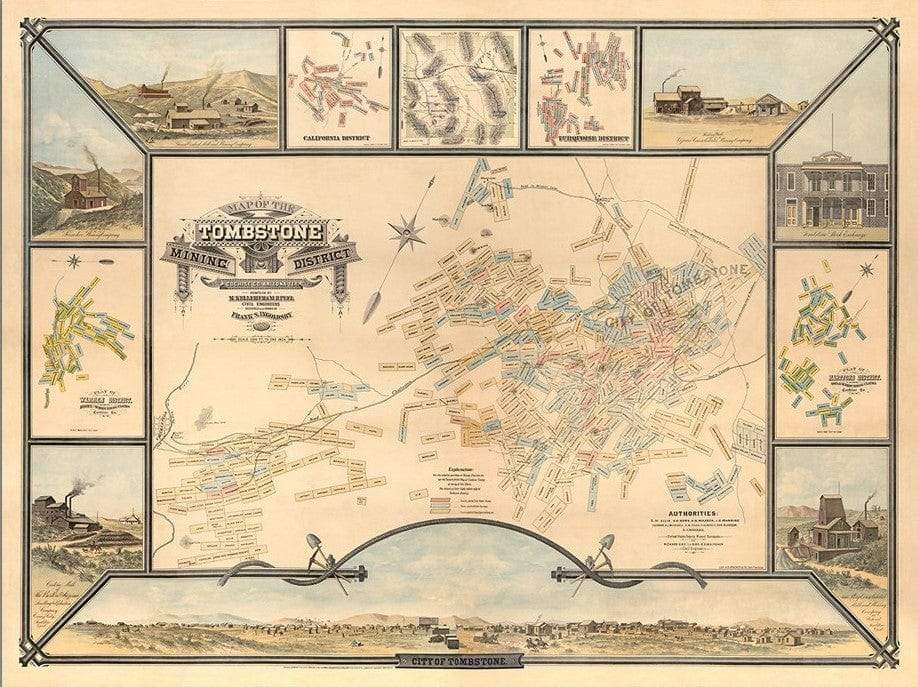 18" X 24" Map Of Tombstone Mining District Vintage Travel Poster Wall Art - Homeroots - Flyclothing LLC